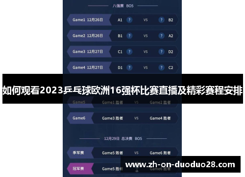 如何观看2023乒乓球欧洲16强杯比赛直播及精彩赛程安排