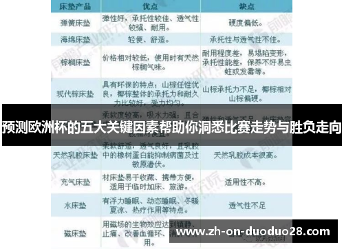 预测欧洲杯的五大关键因素帮助你洞悉比赛走势与胜负走向 预测欧洲杯的五大关键因素帮助你洞悉比赛走势与胜负走向